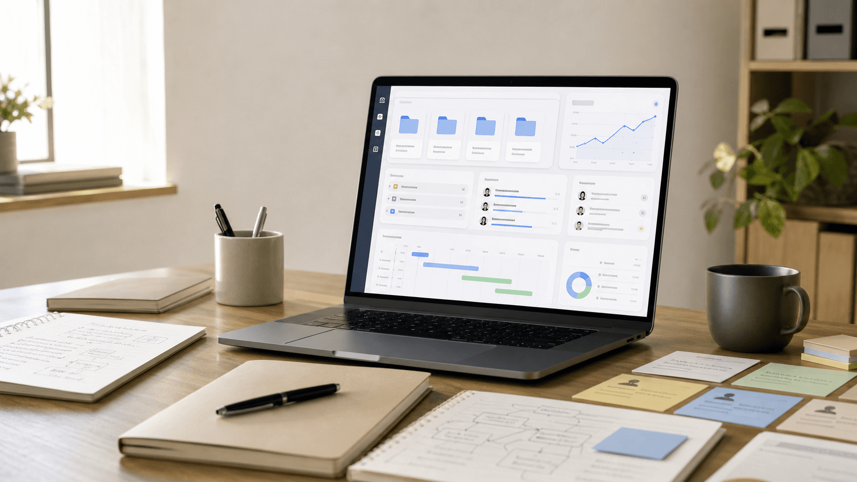8bit Business System workspace shown on a laptop with organized business notes