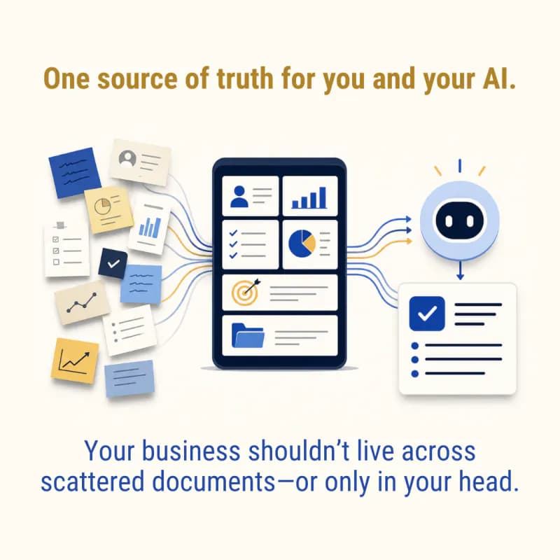 Groundwork social graphic about creating one source of truth for a business and its AI