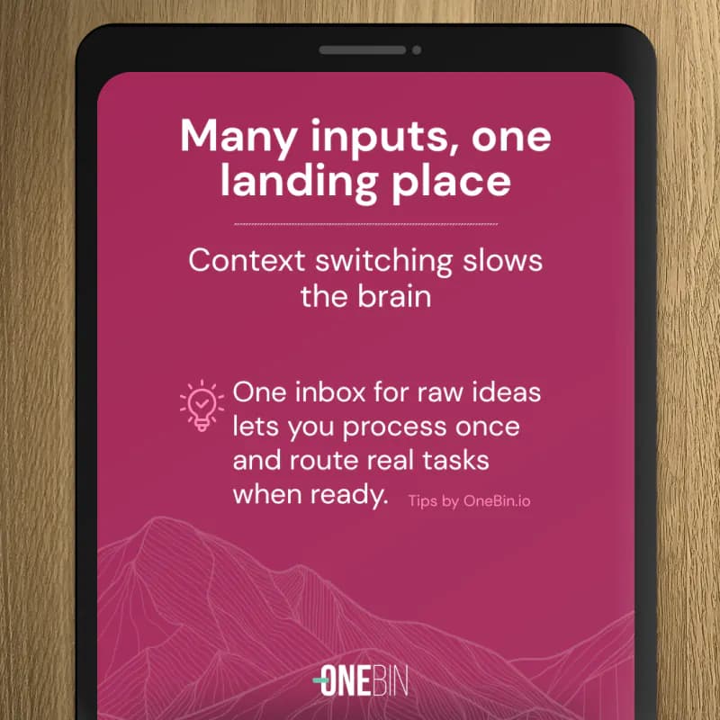 OneBin social tip about giving many inputs one landing place