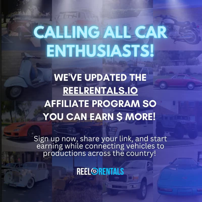 ReelRentals social advertisement for its vehicle affiliate program