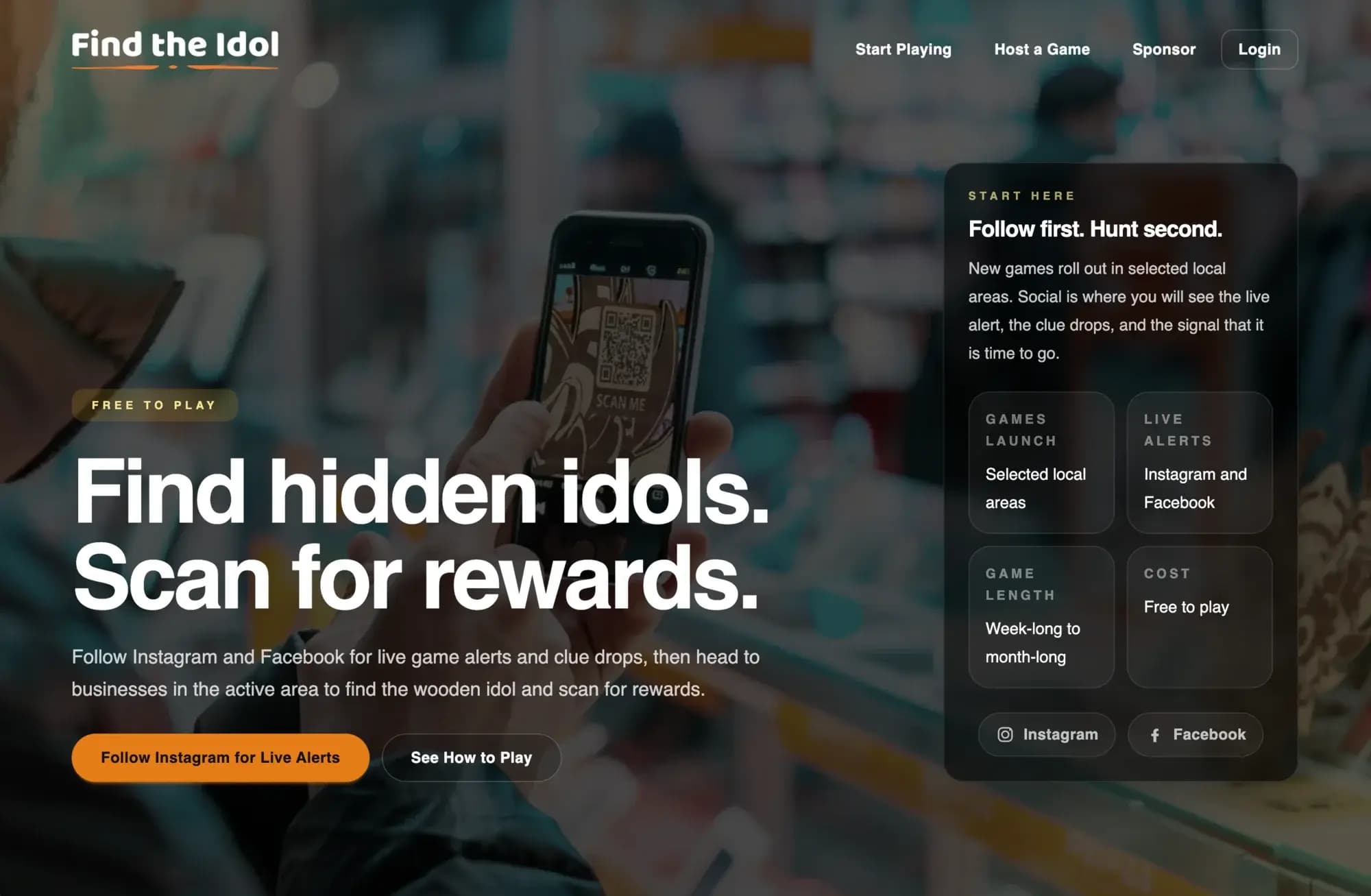 Find the Idol homepage explaining the scavenger hunt