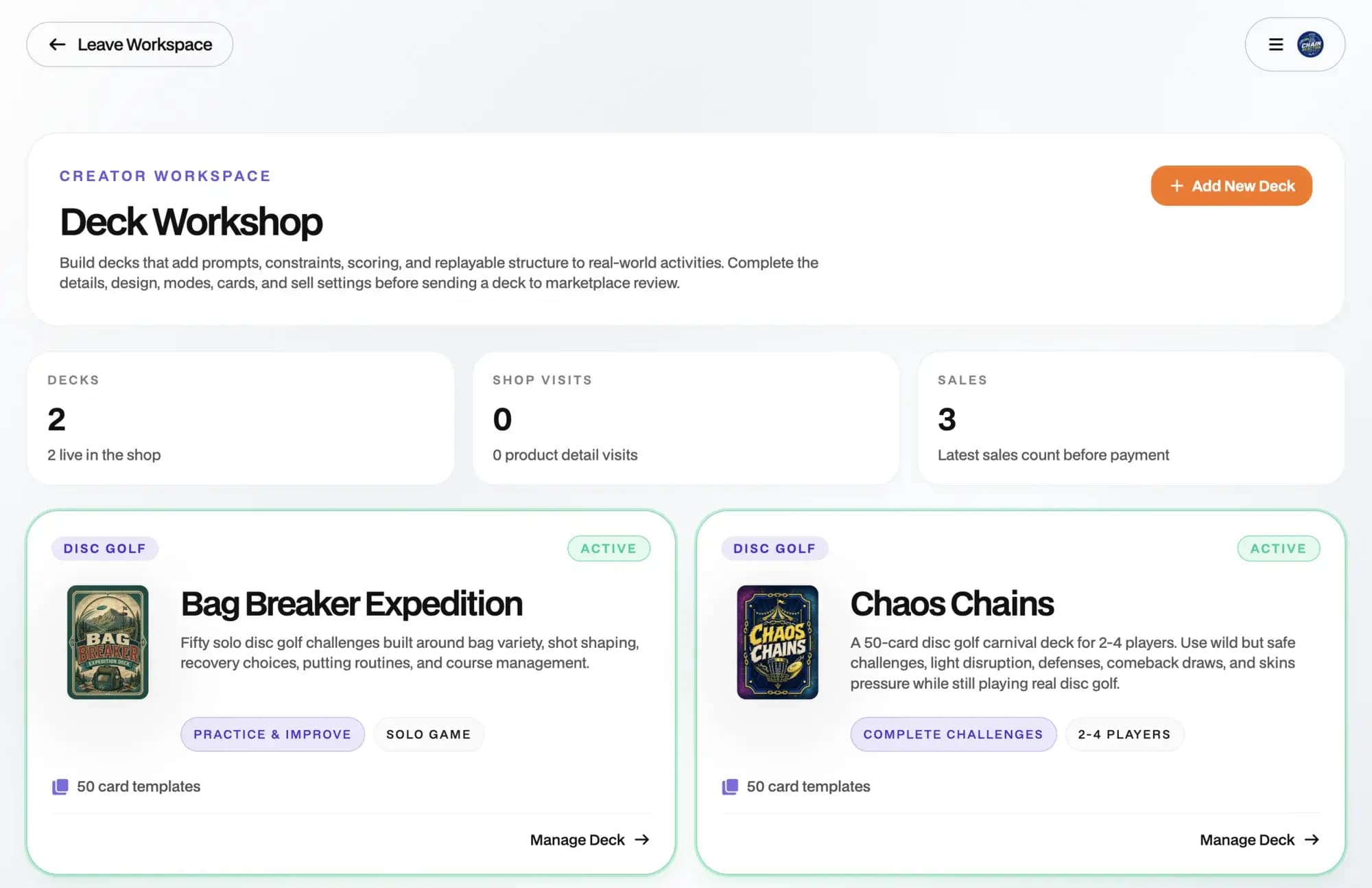 Flux creator workspace with active decks