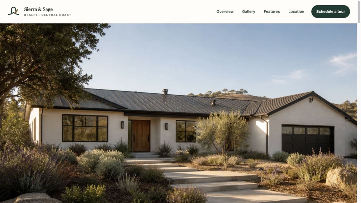 The Sierra & Sage Realty sample showing the 1847 Arroyo Vista Drive property listing.