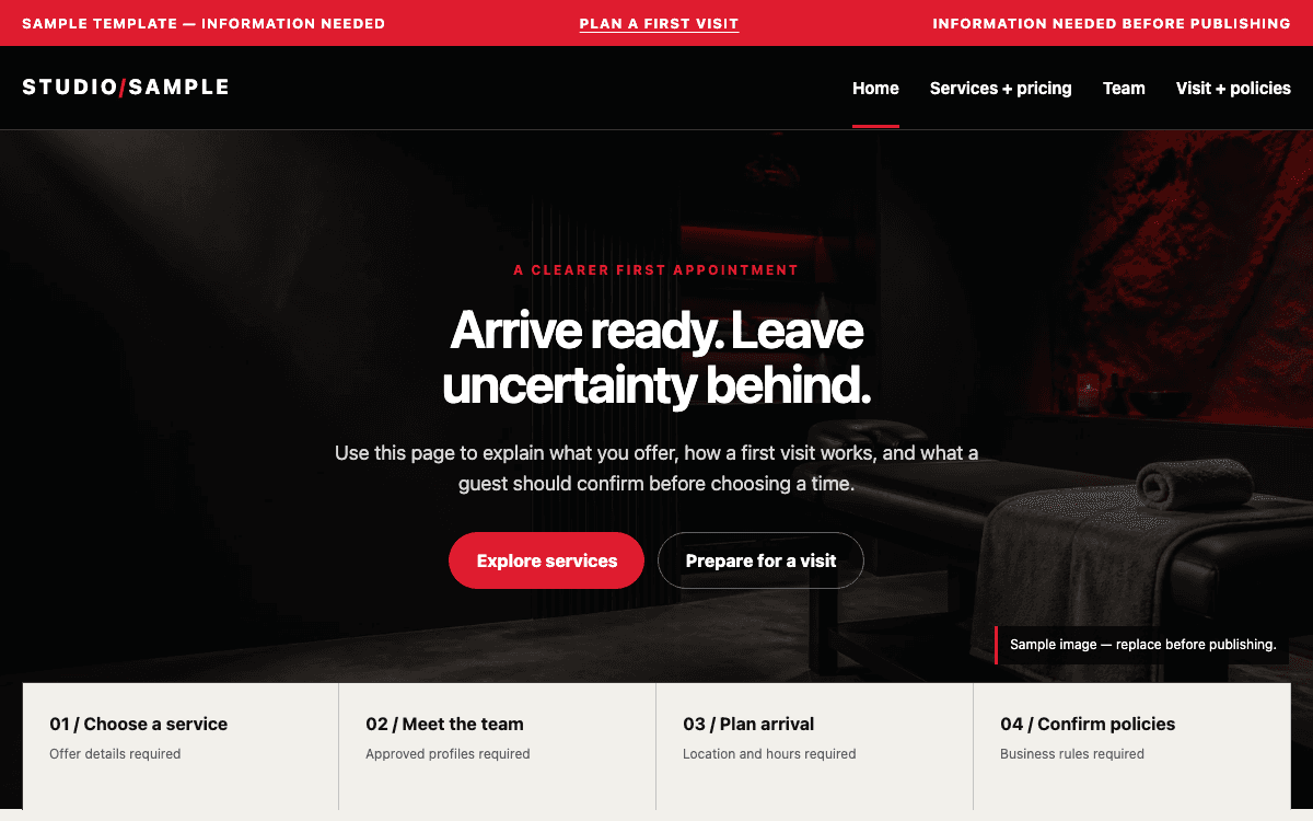 Salon, Barber, Spa or Gym Site template preview
