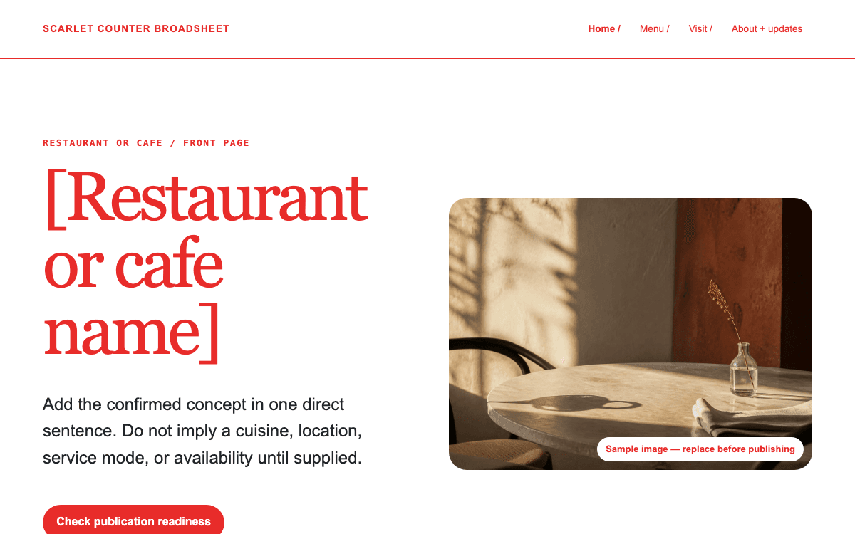 Restaurant or Cafe Site template preview